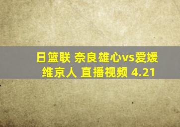 日篮联 奈良雄心vs爱媛维京人 直播视频 4.21